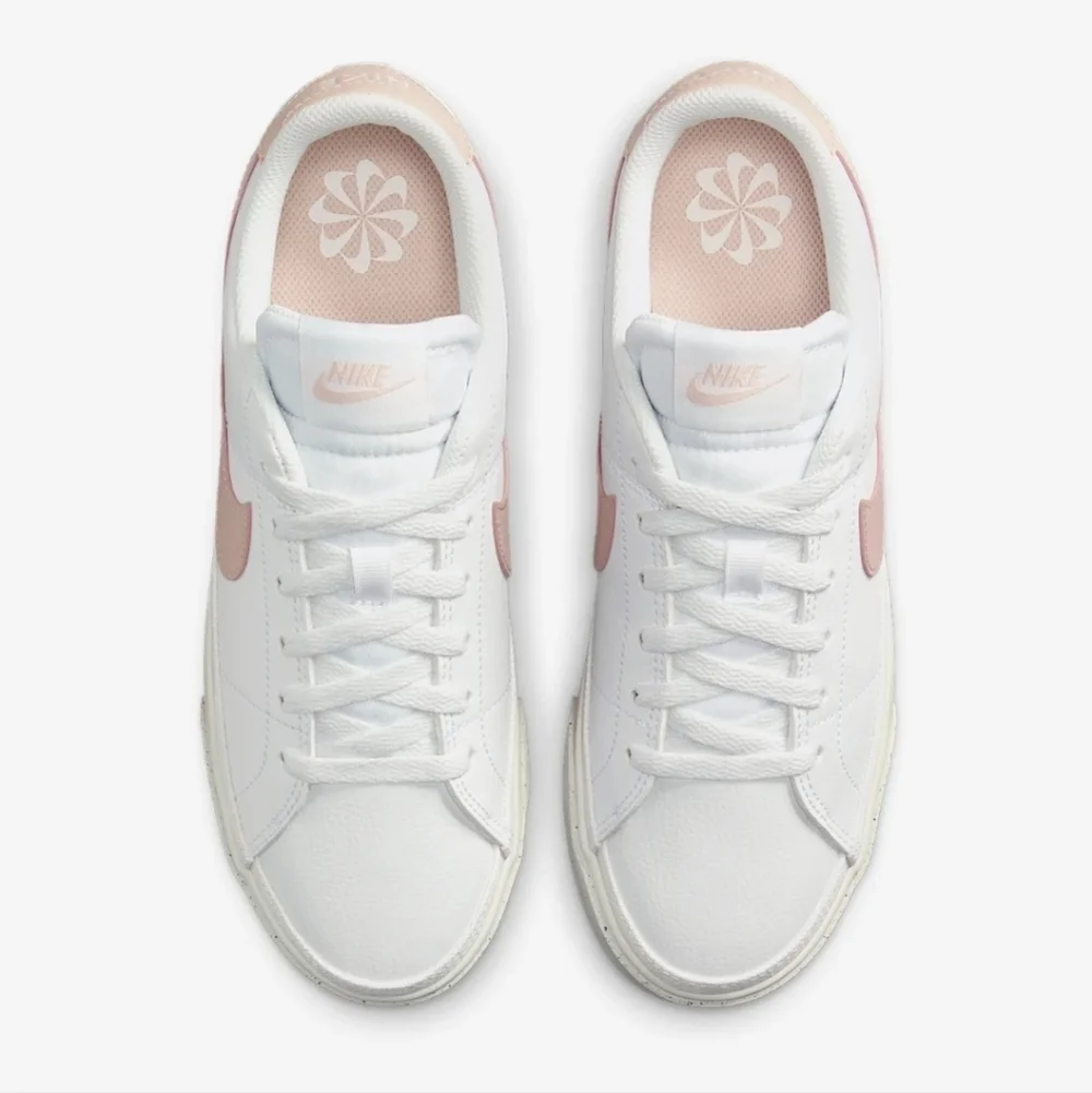 Women's Bling Nike Court Legacy White Pink Sneakers made with Crystals Custom